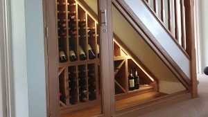 Dovetail Woodcraft under stairs wine rack
